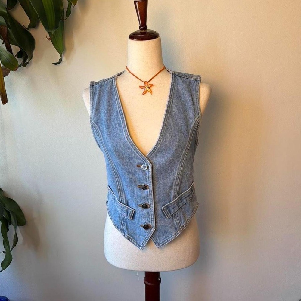 Sleeveless Light Blue Denim Vest - Women